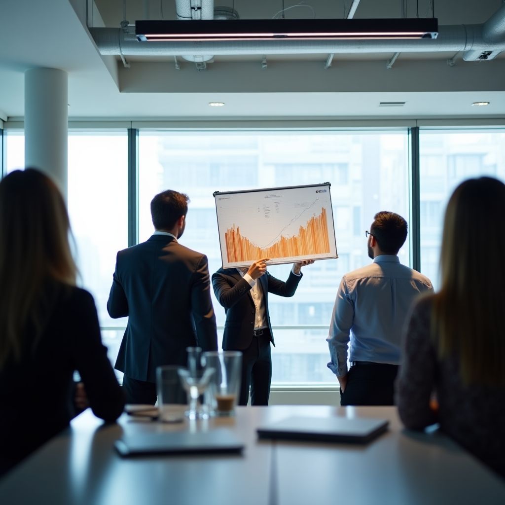 Business achievement chart and celebration